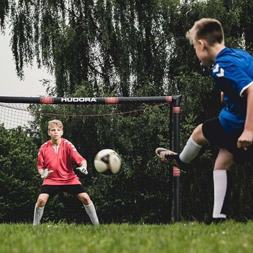 HUDORA Fußballtor Pro Tect - großes Fußballtor für Kinder und Erwachsene - Schaumstoff ummanteltes Fußballtor mit Netz - Hochwertige Outdoor Torwand mit Aufprallschutz