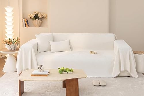 AMWAN Funda de sofá de felpilla acogedora para perros y niños, funda de sofá estética para sofá biplaza, sofá de 3 cojines, funda multifuncional