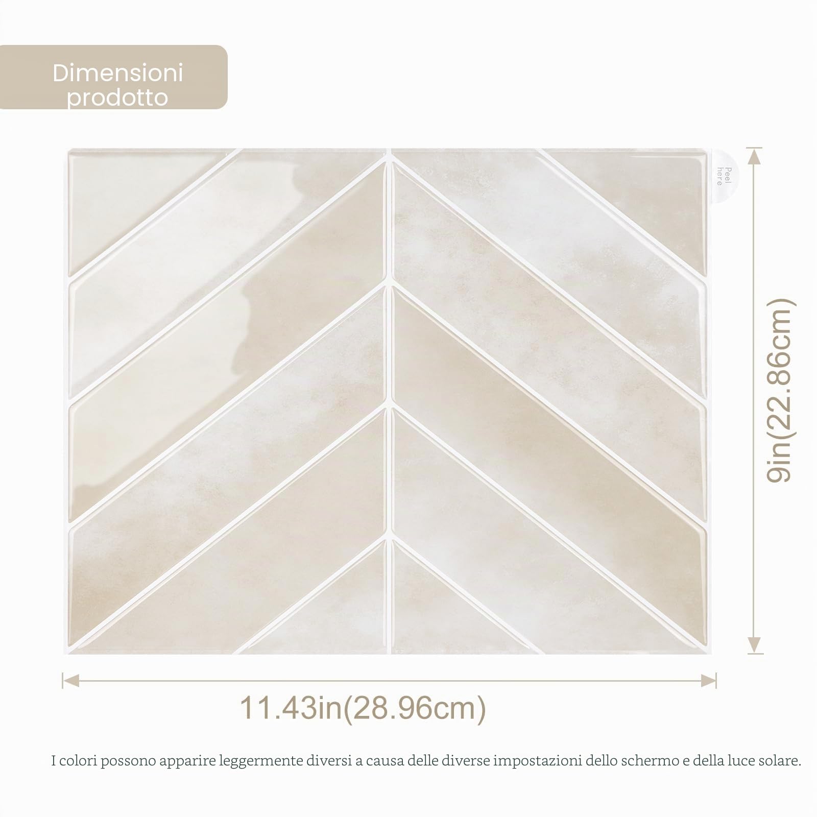 Piastrelle per Backsplash da Staccare e Incollare, Piastrelle da Parete a spina di pesce, Piastrelle Autoadesive per Cucina e Bagno, 10 Fogli/Pacchetto