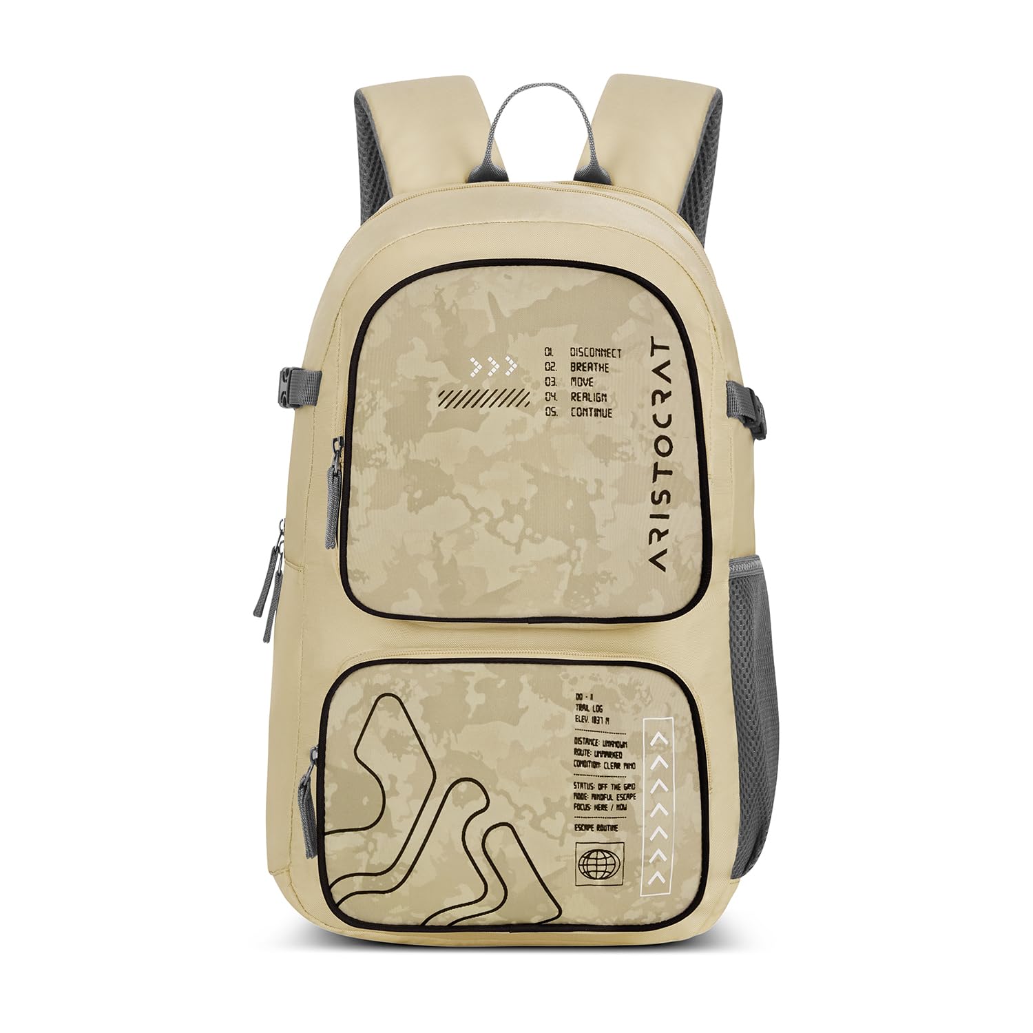 aristocrat terrain 32l laptop backpack (upto 17"), 2 compartments | front & side pockets, padded shoulder straps, polyester fabric, college/office/casual bag, unisex, 1-year global warranty