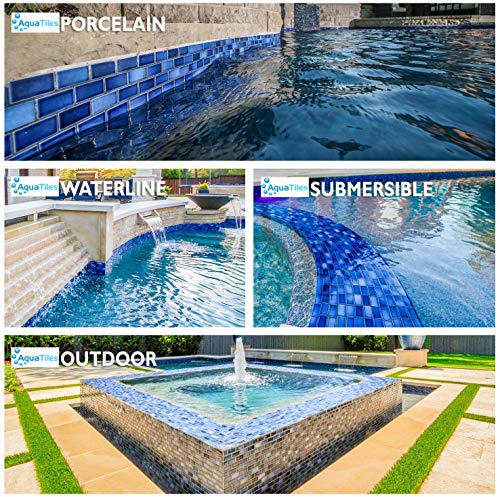 Aquatiles Glazed Indigo Blue Mosaic Ceramic Porcelain Tile Swimming Pool Bath Shower Wall 1 Inch X 2 Inch thumb #2
