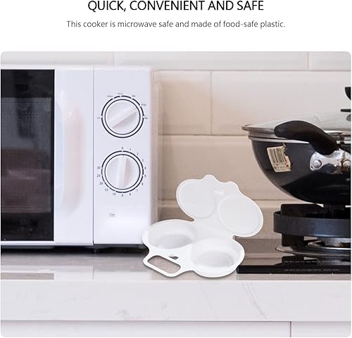 Miniatura 4 de Máquina de huevos para microondas con 2 cavidades utensilios de cocina de grado alimenticio apto para microondas y fácil de cocinar en 45 segundos