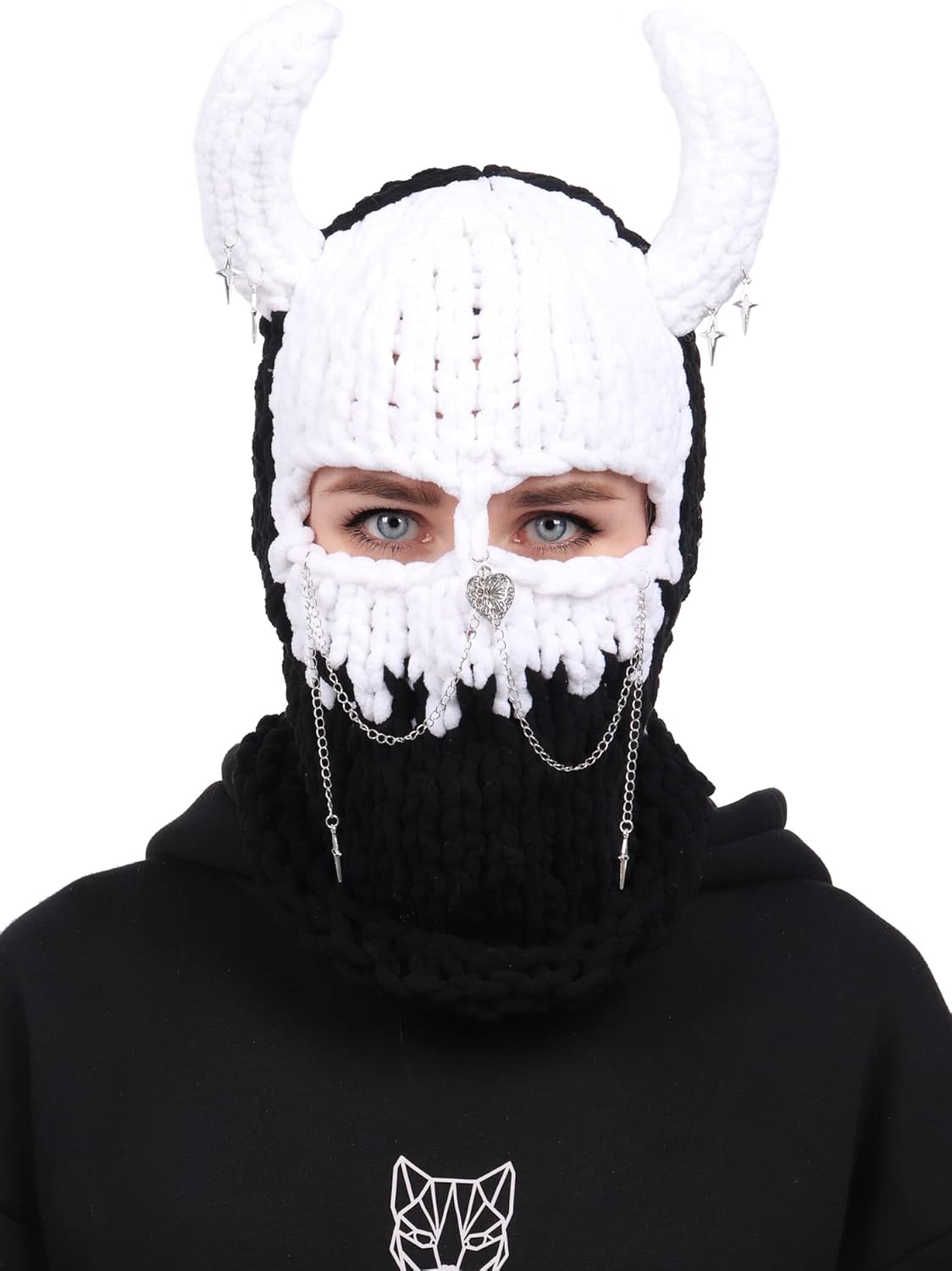 DAZCOS Knitted Balaclava Hat Beanies Devil Horn Head Mask Full Face Cover Ski Mask for Women and Men - Image 7
