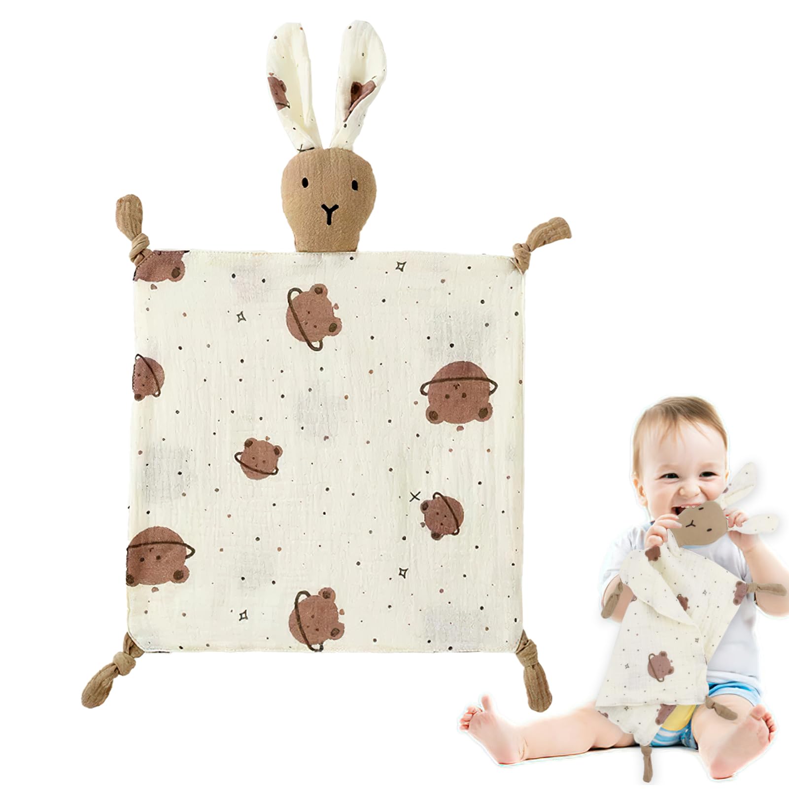 ORUZA Baby Comforters - Rabbit Baby Blanket for Infant Toddler Newborn Boys and Girls, Dark Khaki