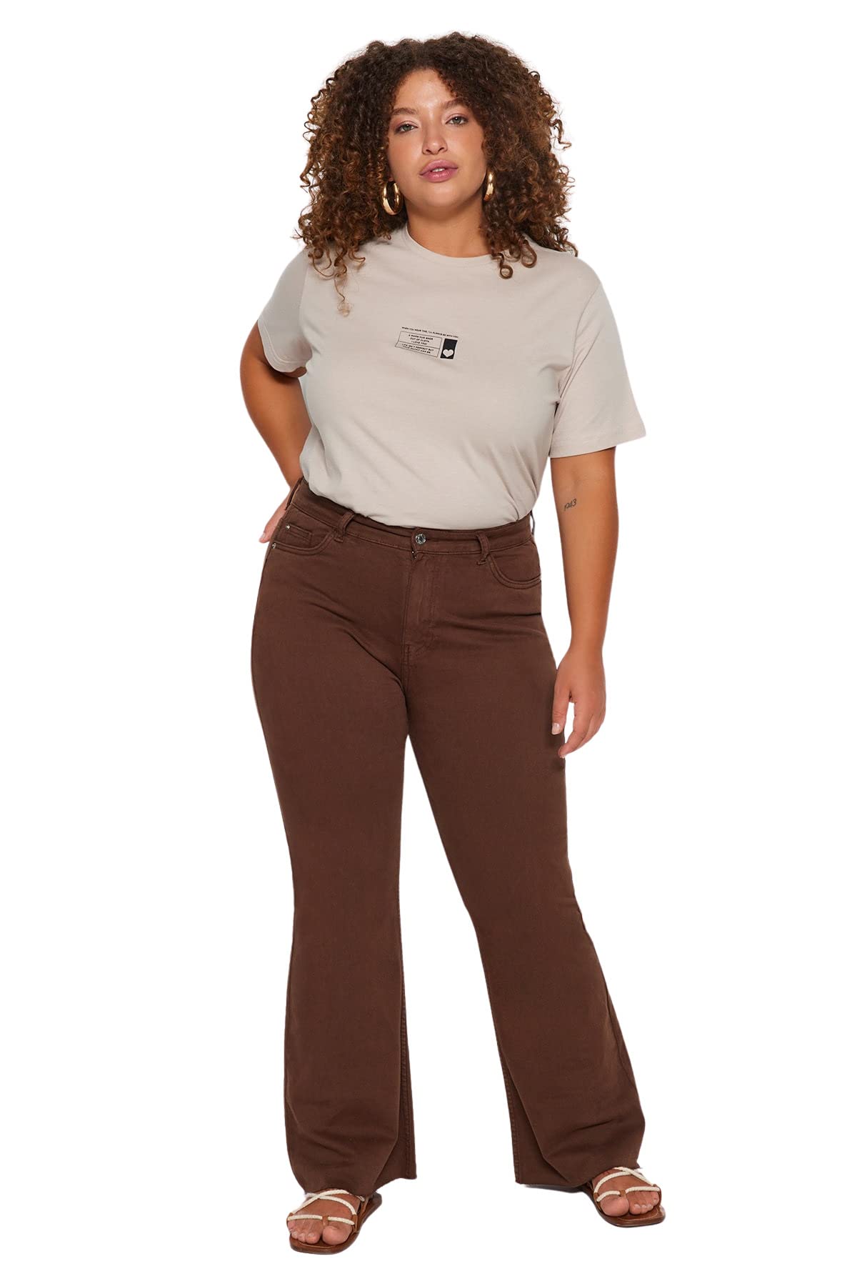 Trendyol Damen Gerade Hohe Taille Plus-Size-Jeans - Jeans - Moderne - Femme