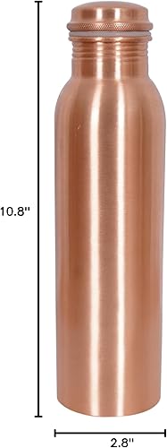 Miniatura 5 de Botella de agua de cobre puro de 32 onzas, jarra deportiva, fitness, yoga, a prueba de fugas, para yoga, gimnasio, botella deportiva