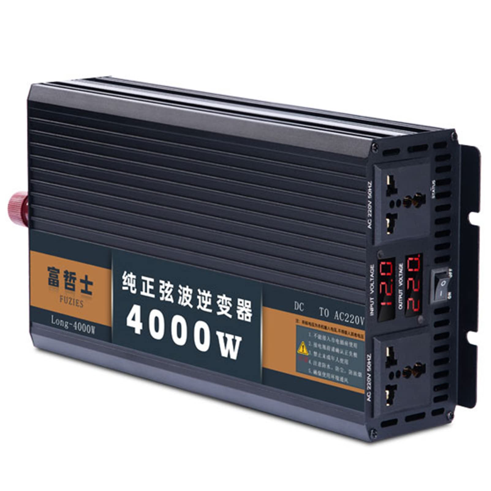 4000W 5000W 5500W 6000W 7000W 8000W 9000W 10000W 12000W Czysta Fala Sinusoidalna Przetwornice mocy DC 12V24V48V60V do AC 220V z 2 Gniazdami AC Wyświetlacz LCD,4000W-12V