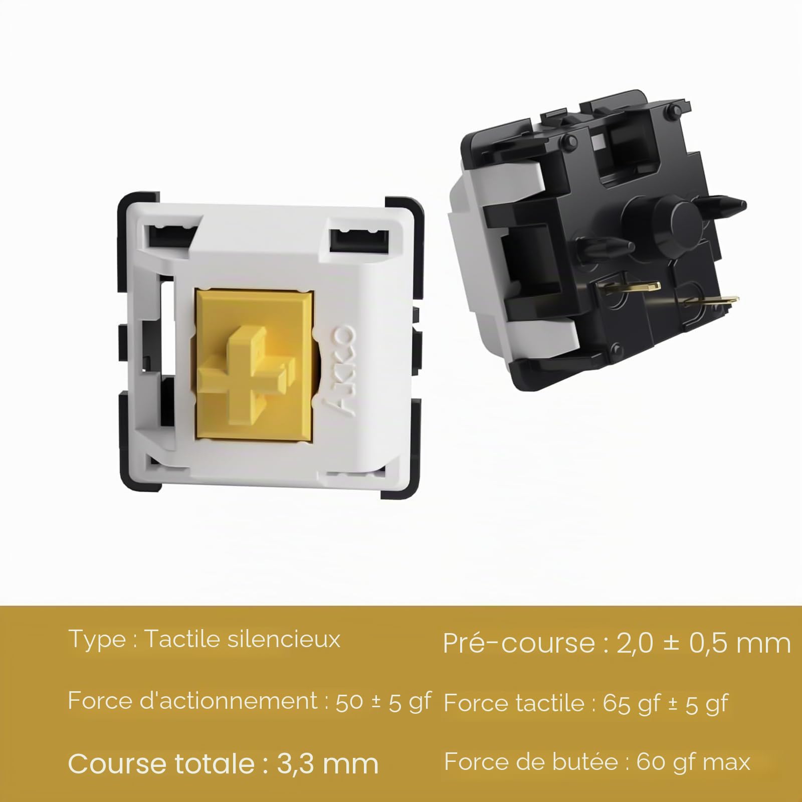 Akko V3 Penguin Tactile Silent Switch pour Clavier Mécanique, 5 Broches 50gf, Commutateurs à Touches MX pour DIY Kit/Hot-Swappable/Gamer Barebone/Gasket/Keyboard Personnalisé (45 pièces, Manchot)