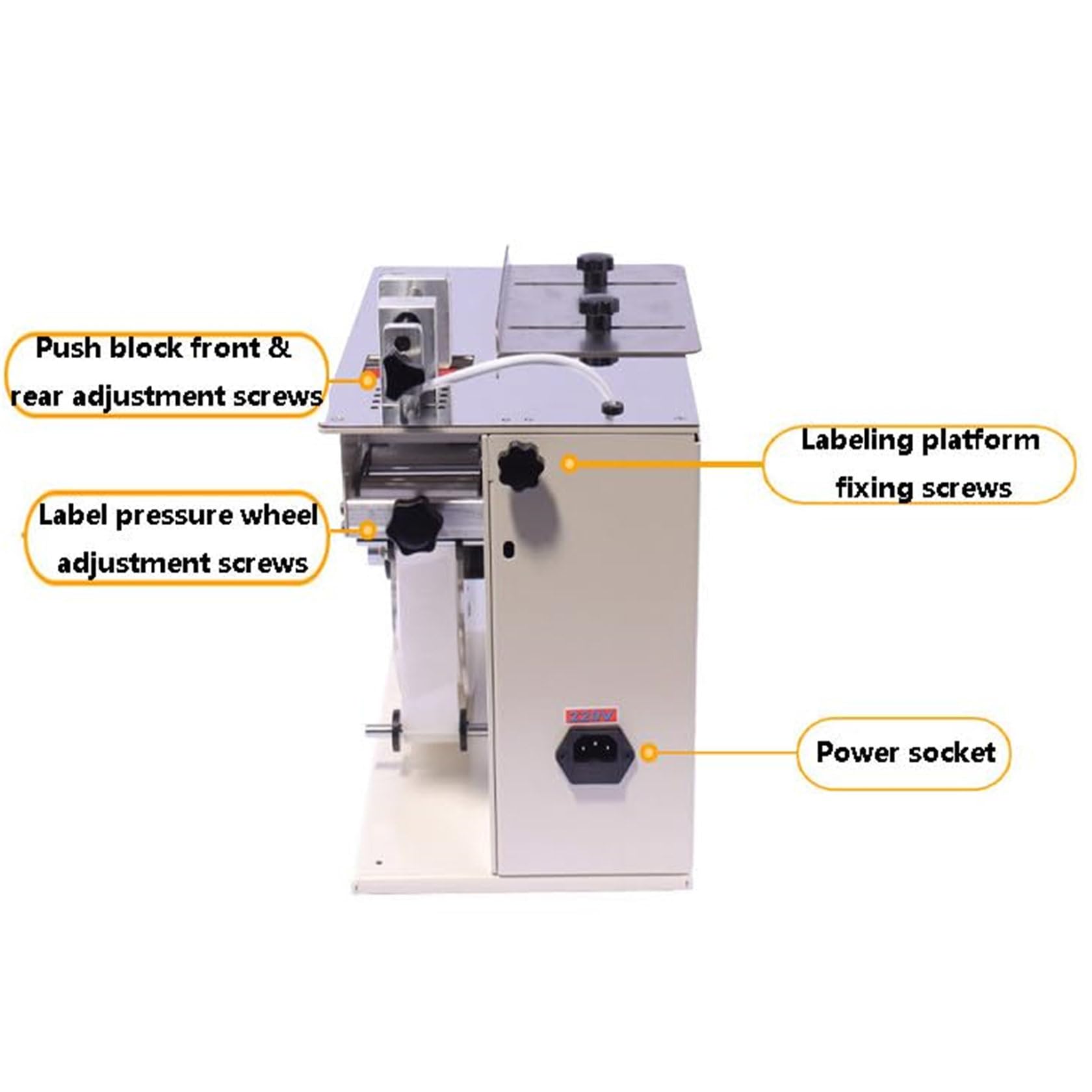 Etiquetadora automática de ángulo recto, etiquetadora de esquina de 90° pelable de 200 W con ajuste de velocidad/longitud, control de pantalla táctil, cuerpo de metal duradero