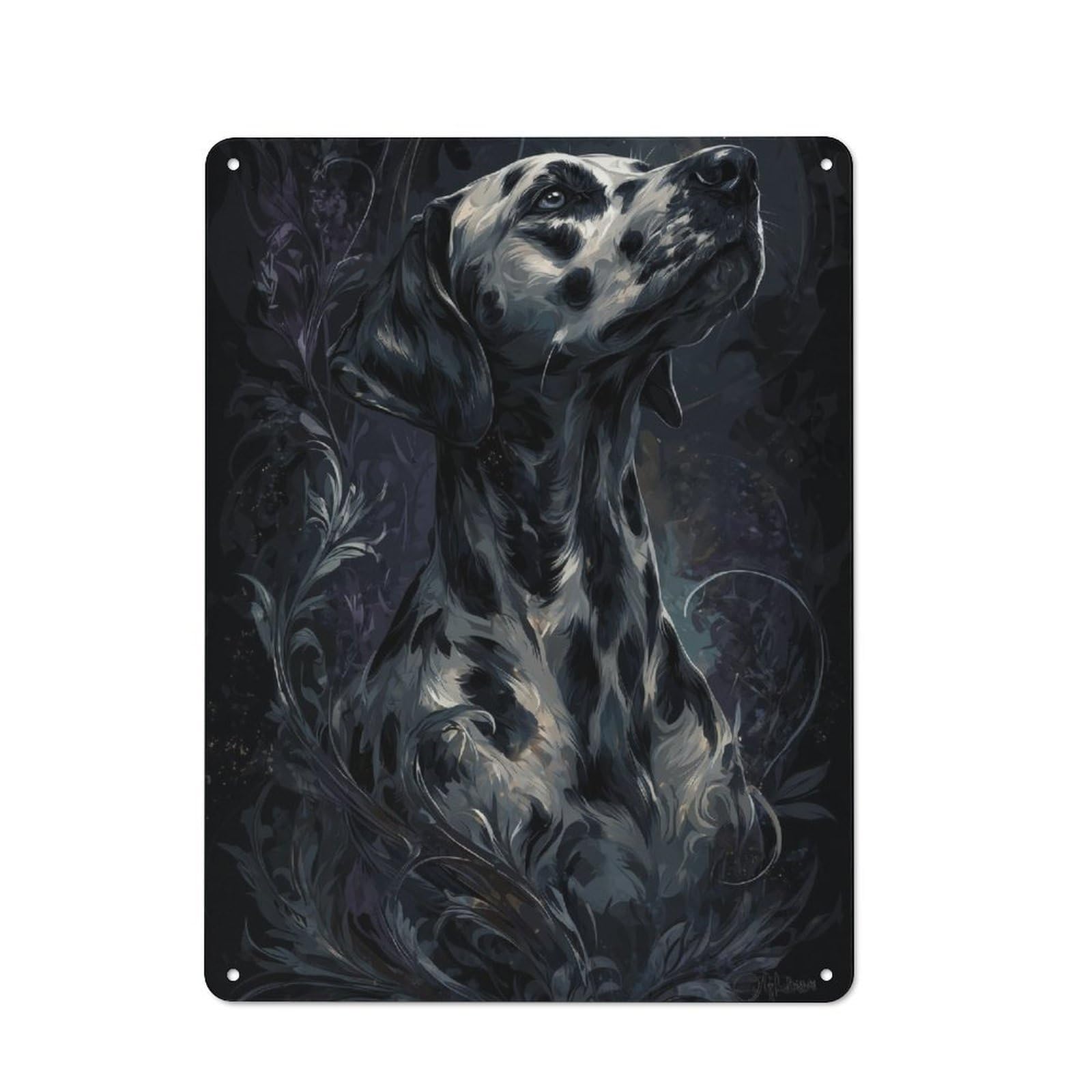 Junmoney Dalmatian Majesty Tin Wall Plaque 40X30cm With For Home Bar Wall, For Kitchen And Home Bar Decor, For Home Office And Studio Walls