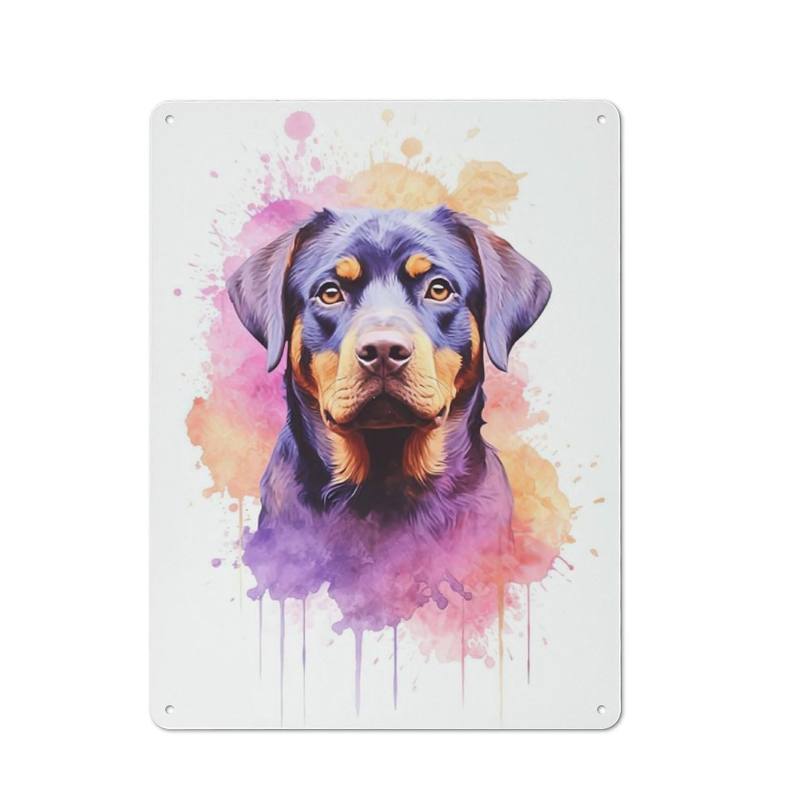 Junmoney Watercolor Rottweiler Art Decorative Tin Sign 40X30cm, Old Fashioned Vintage Wall Decor For Lounge, Study, Pub Or Wall Gallery