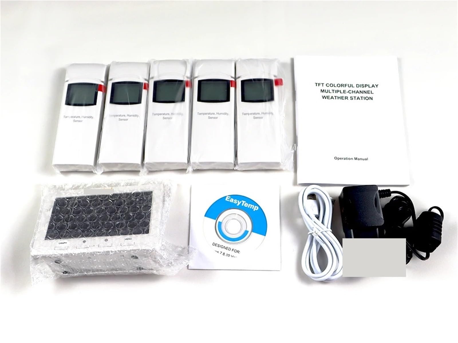 Wetterstation, Funkwetterstation Mit 5 Sensoren, Farbbildschirm, Datenlogger für den Hausgarten