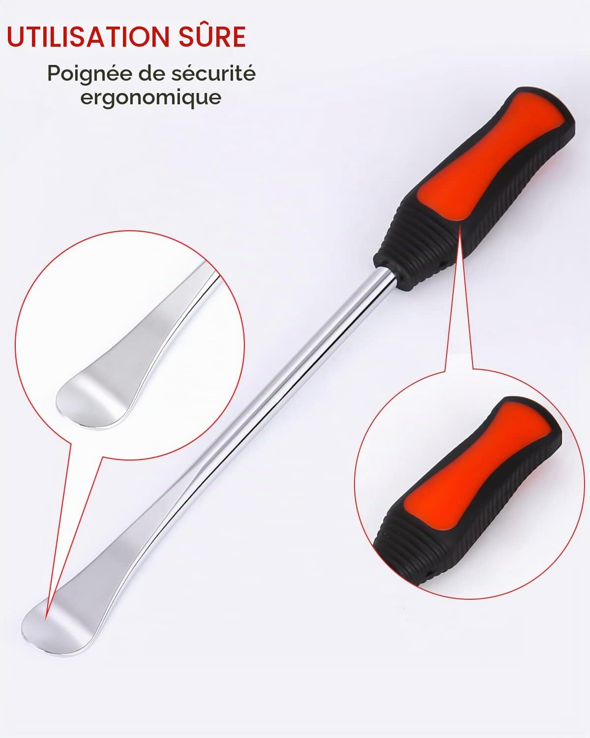 Démonte Pneu, 15in Outil Levier De Pneu, Demonte Pneu, Demonte Pneu Moto, 3 CuillèRes Outil Pneumatique Levier, avec 3 Jantes Protecteurs Roue Cuillères Changement Kit Accessoires