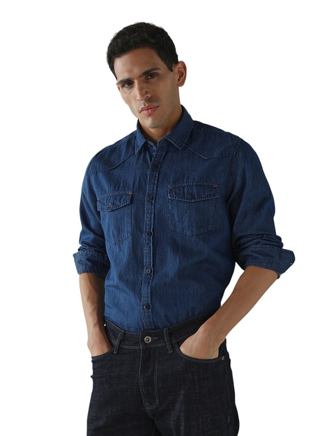 Men's Pure Cotton Denim Slim Fit Full Sleeve Casual Shirt-image-29