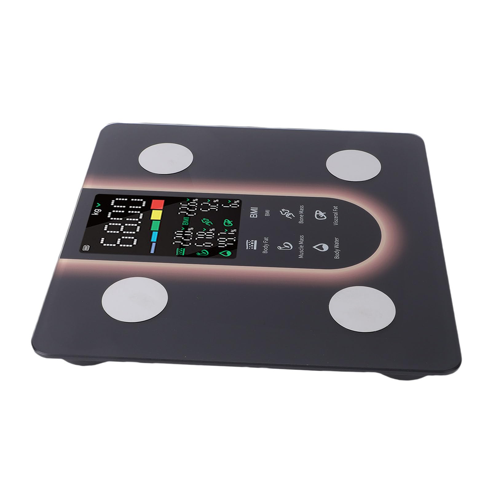 Pongnas Präzise Digitale Smart-Health-Waage, LED-Anzeige, Synchronisierungs-App für den Heimgebrauch (BLACK)