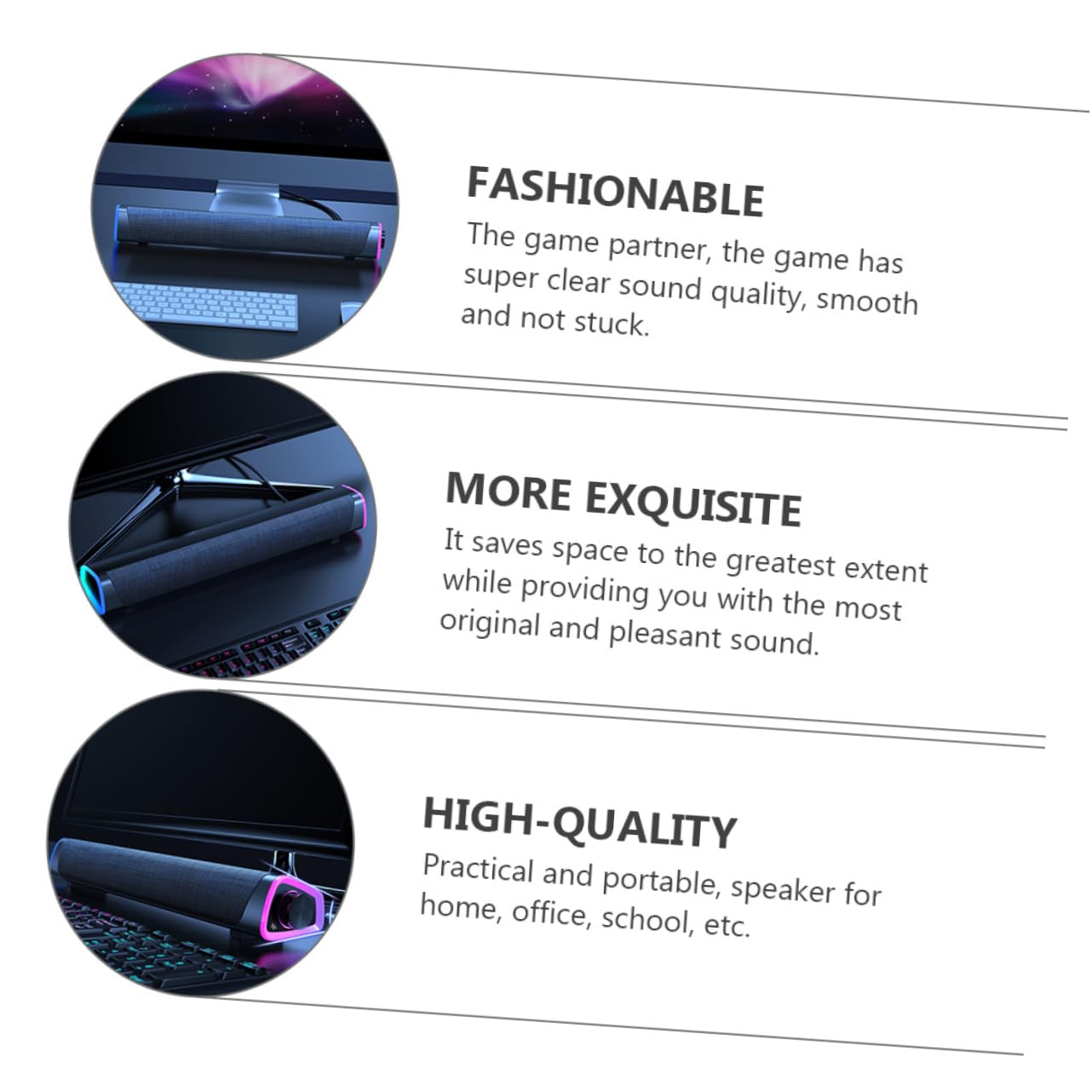 balacoo Soundbar 3D Surround Speakers for Desktop Tablet Home Entertainment Black