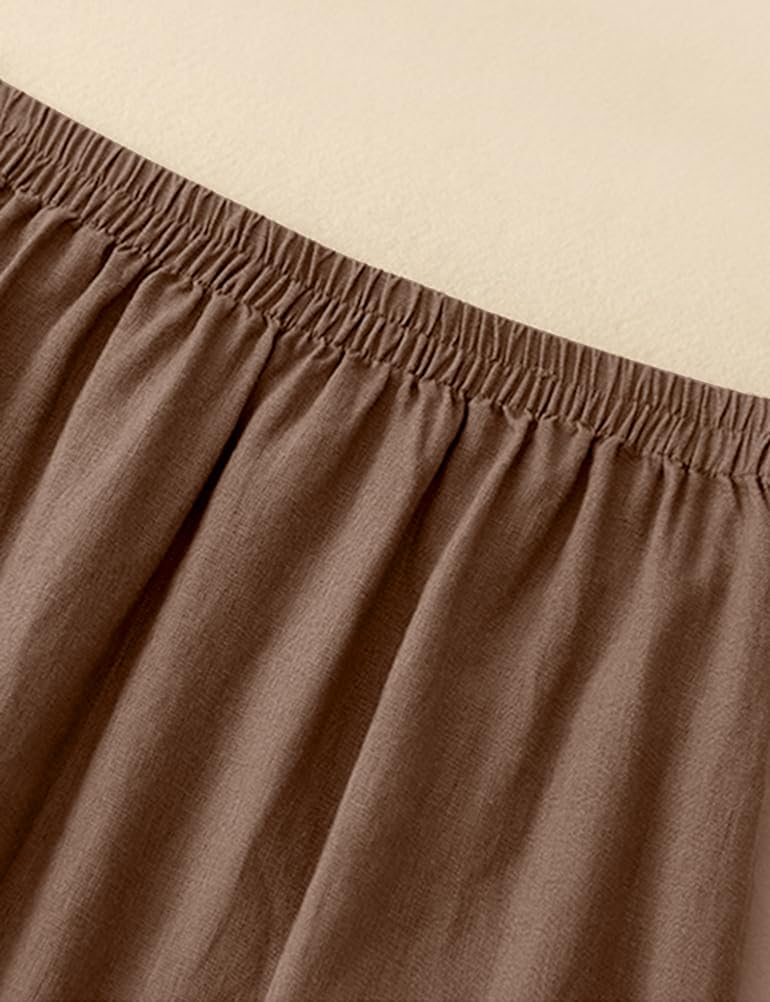 Kinghua Leinenröcke für Damen, Frühling, Sommer, A-Linie, elastisch, hohe Taille, lässig, trendig, Midi-Rock mit Taschen