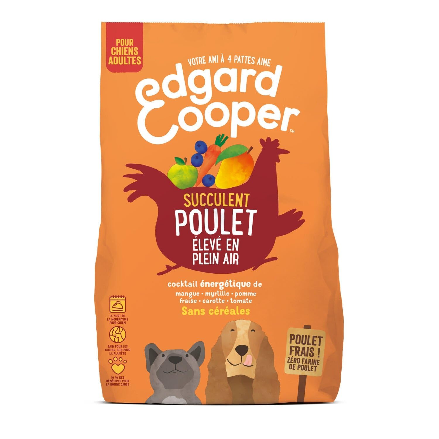 Générique Edgar & Cooper – Croquettes sans Céréales au Poulet, Saveur Succulente pour Chien Adulte (Sac 2kg) - Le Lot De 2
