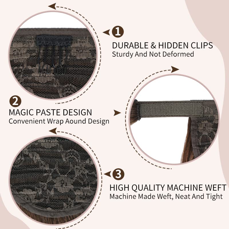 Miniatura 3 de Extensiones de cabello humano de 14 pulgadas, 2.47 onzas, #4 marrón chocolate, 100% Remy, extensiones de cabello humano lacio con clip, de una