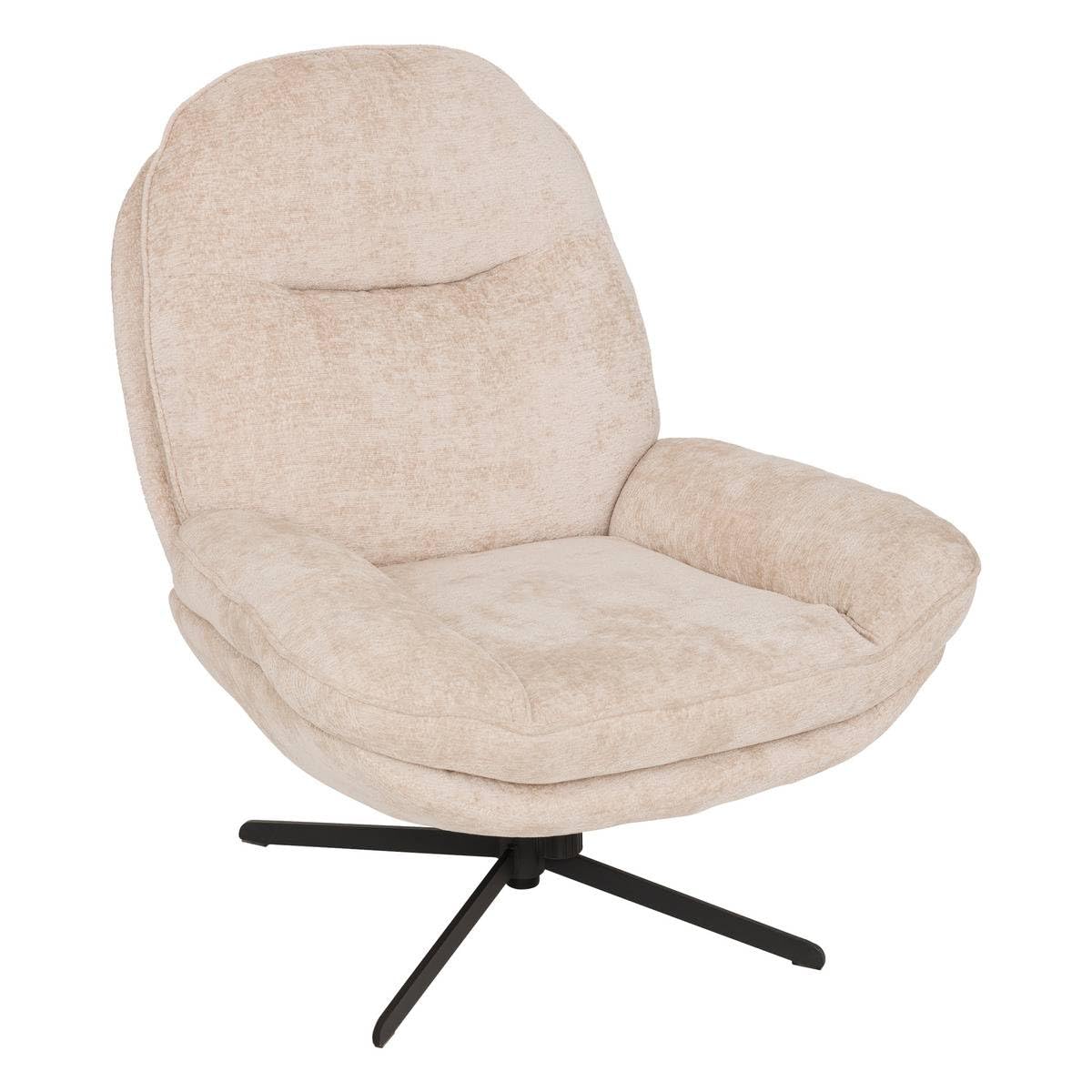 Atmosphera - Fauteuil Pivotant Stelan – Siège Confortable avec Assise Moelleuse – Revêtement Polyester – Pieds Acier Design – Couleur Argile
