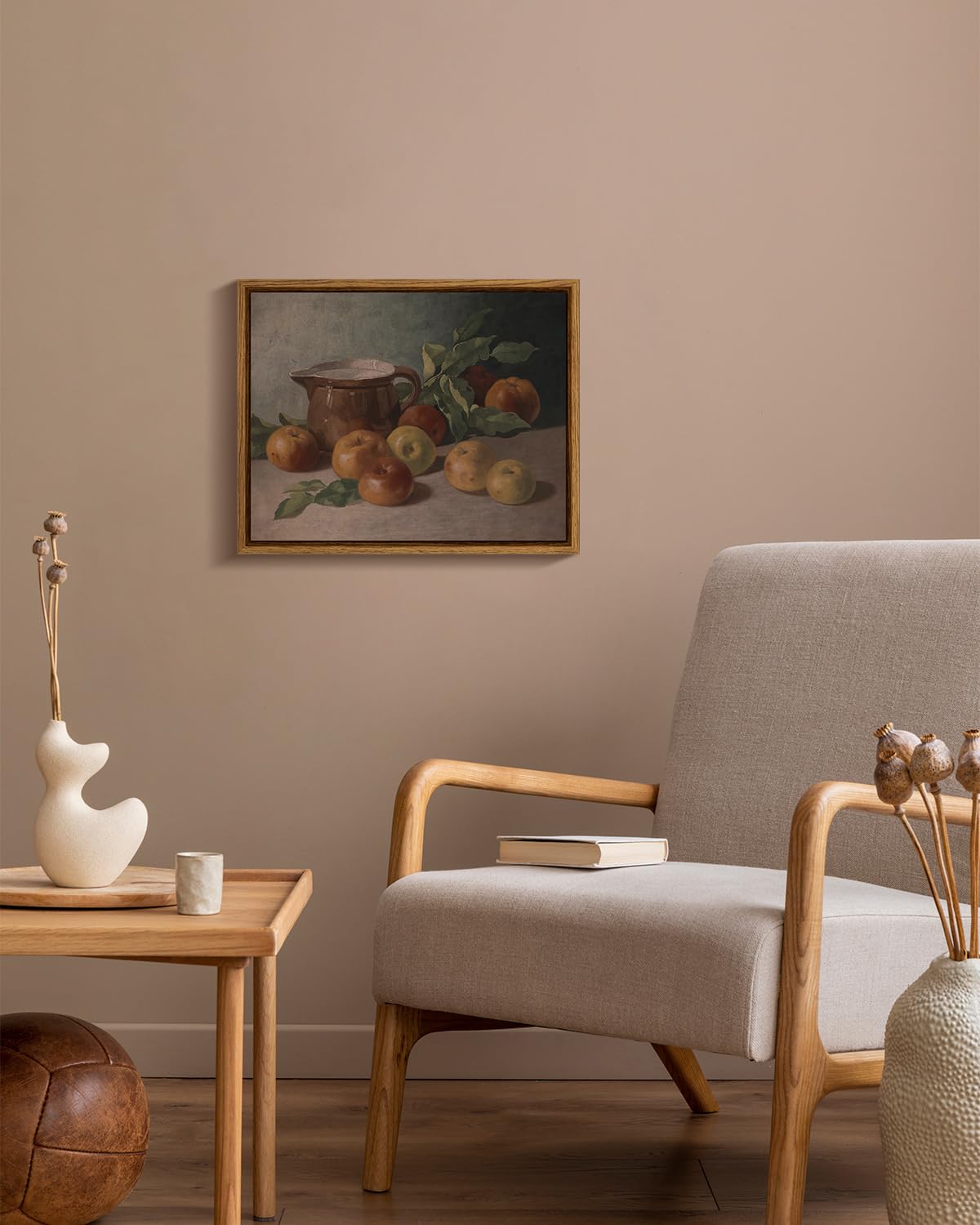 InSimSea Framed Canvas Wall Art Vintage Aesthetic Room Decor, Harvest Apples Still Life Oil Painting Artwork Abstract Wall Pictures Prints, Farmhouse Fruit Shelf Decor Bedroom Kitchen 8x10in — view 6