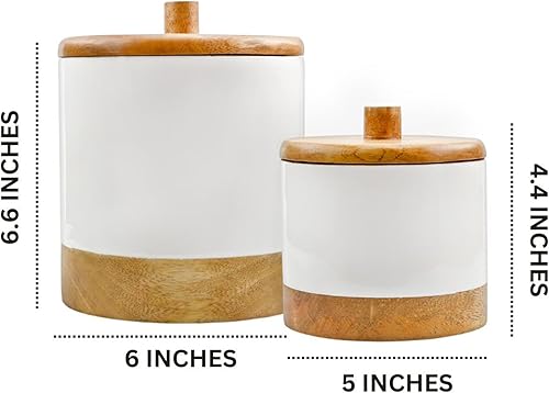 Miniatura 6 de AuldHome Design Botes de madera esmaltadamango (juego de 2) recipientes de cocina y almacenamiento de estilo rústico minimalista