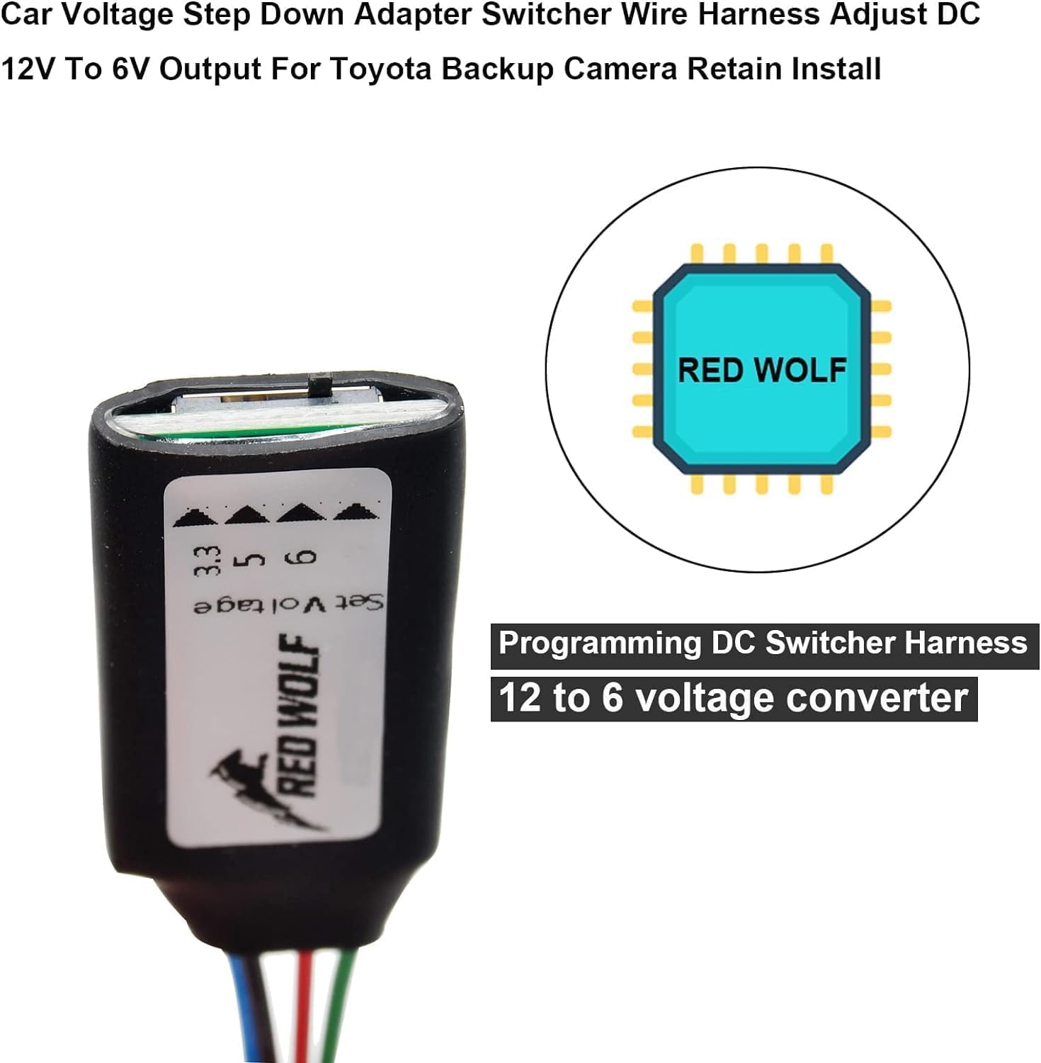 RED WOLF 24-Pin Reverse Camera T-Harness w/12V to 6V Converter for Aftermarket Stereo Retain Factory OEM Reverse Camera for 2014-2019 Toyota 4Runner Tacoma Highlander Sienna