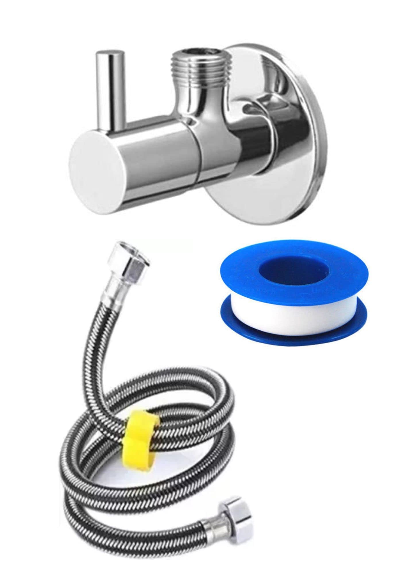 Keshi Angle Valve (Turbo Handle) with Wall Flange Chrome Bathroom, Wash Basin Tap, Geyser Tap Pack 1 Faucet, 1 Connection Pipe, 1 Tape Set (111) (B0BFLPCRKZ) Amazon Price History, Amazon Price Tracker