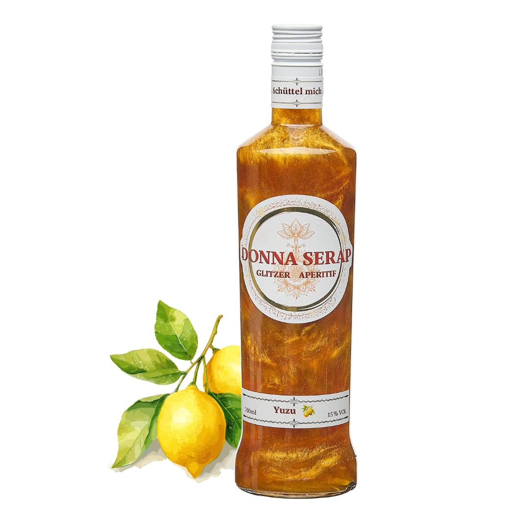Donna Serap | Aperitivo |Glanzvolle Glitzermomente im Glas | Funkelnder Genuss Yuzu | Glitter Spritz | 700ml | 15% Vol.