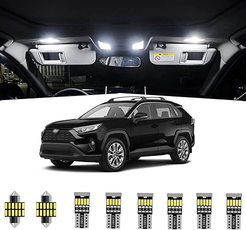 Juego de 10 luces LED para interiores RAV4, súper brillantes, bombillas LED para Toyota RAV4 2016 2017 2018 2019 2020 2021 todos los modelos