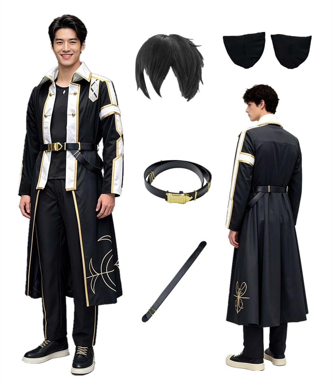 Disfraz de cosplay de anime de talla estadounidense, abrigo largo para hombre, traje de fiesta
