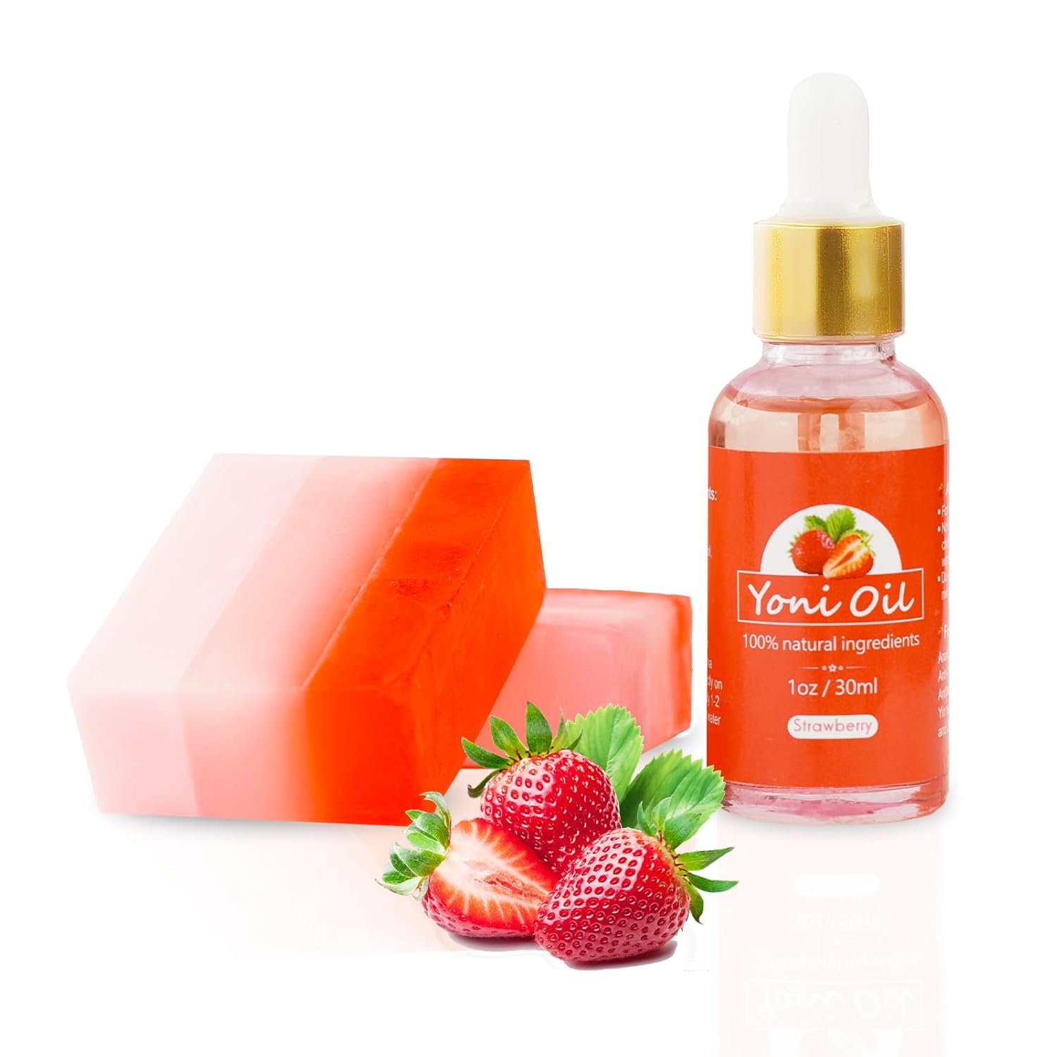 Strawberry Yoni Soap Bar Yoni Oil Set for Feminine Wash, Yoni Wash for PH Balance Vaginal Odor Eliminator, Natural Organic Feminine Care Products, Yoni Bar Soap Bath Soap 150g*2, Pefume Oil 1 fl.oz Strawberry Yoni Soap Bar Yoni Oil Set for Feminine Wash, Yoni Wash for PH Balance Vaginal Odor Eliminator, Natural Organic Feminine Care Products, Yoni Bar Soap Bath Soap 150g*2, Pefume Oil 1 fl.oz