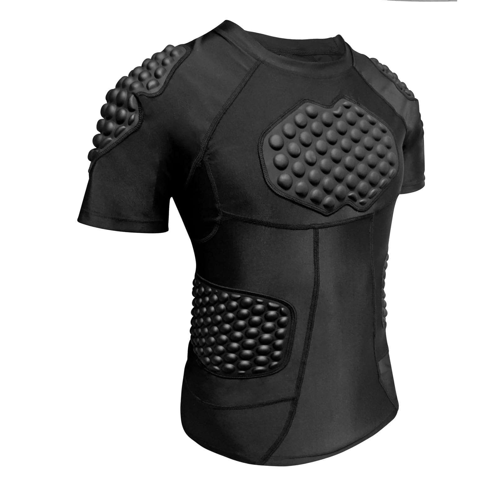 T-shirt de compression rembourré à manches courtes pour homme - Séchage rapide - Respirant - Protection contre les chocs - Protection complète - T-shirt de compression pour football, rugby, basketball