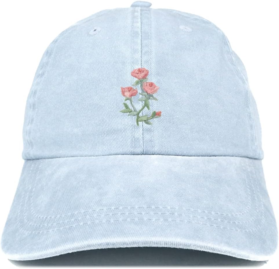 Trendy Apparel Shop Rose Bundle Patch Pigment Dyed Washed Baseball Cap
