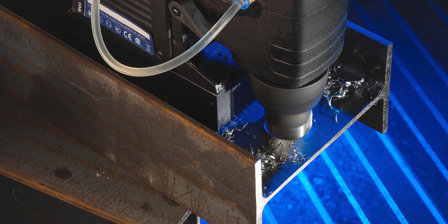 Evolution Evomag42 - Perceuse Magnétique en acier Industriel de 42 mm - Qualité Industrielle - Idéal pour les Ponts, les Poutres en I et les Charpentes - Mandrin et Clé Inclus.