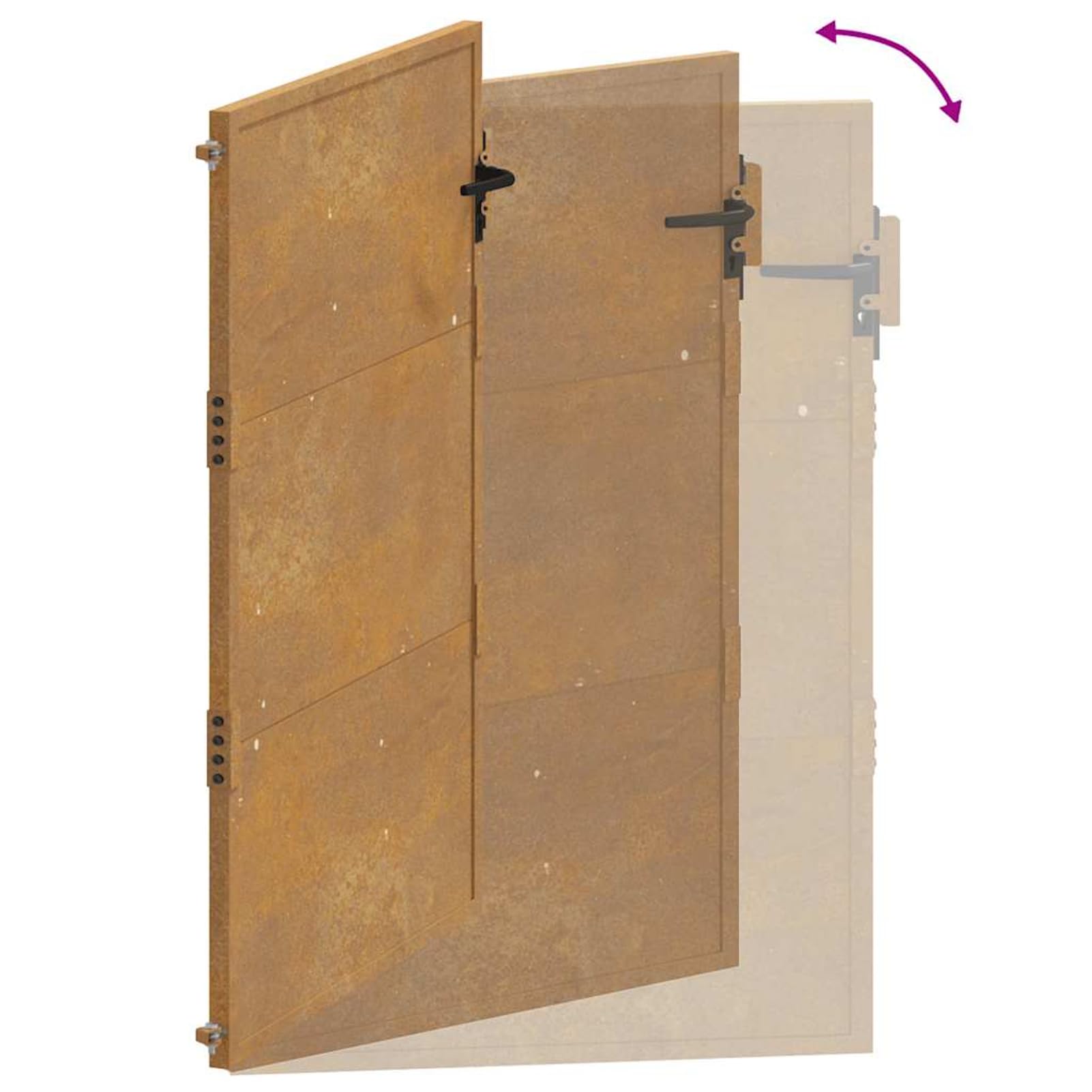 Homgoday Puerta de jardín exterior, puerta de jardín 105 x 205 cm de acero Corten, puerta de jardín exterior, puerta exterior, puertas para exterior, puerta peatonal de exterior