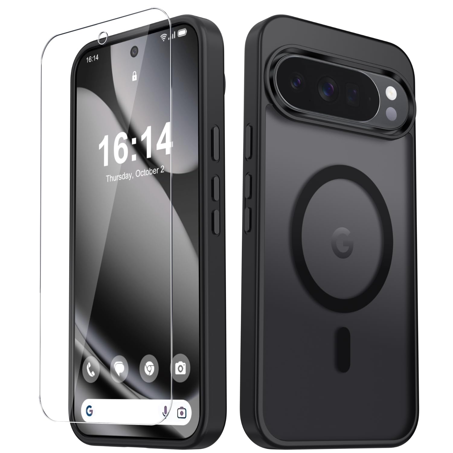 for Google Pixel 10 Pro XL Case, Matte Magnetic Cover, Black | Fit for MagSafe, Screen Protector included, Shockproof Military Grade Protection, Translucent Frosted Back