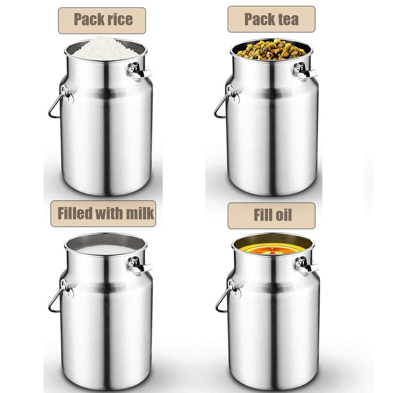 Contenitore Ermetico in Acciaio Inox per Il Trasporto, Contenitore per Alimenti Sigillato con Chiusura di Sicurezza E Maniglia, Contenitore Riutilizzabile per Liquidi Come 15L