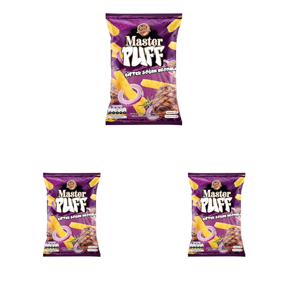 Master Puff Biftek Çeşnili Mısır Çerezi 90gr 3lü paket