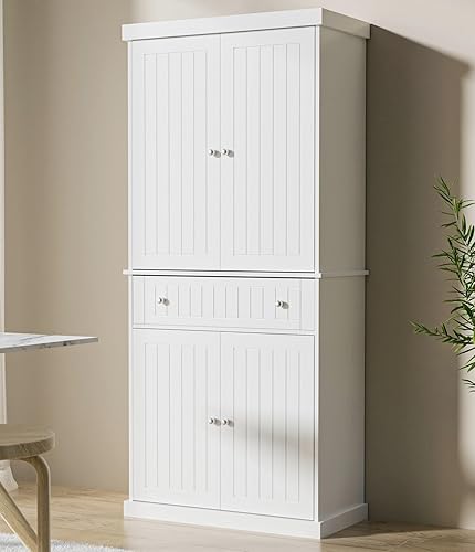 SunsGrove Armario de almacenamiento de despensa de cocina armario de despensa de cocina independiente tradicional de 71 pulgadas con puertas y