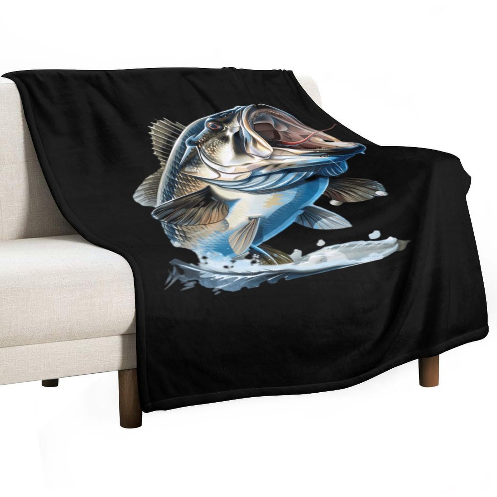 Cgsbngha Style Bass Fishing Flannel Fleece Blanket Lightweight Soft Throw Blankets For Sofa Couch Bed Chair