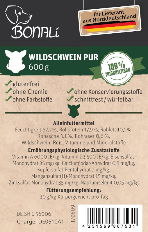 Hundewurst Wildschwein schnittfest 600g 12 Stück Sparpack