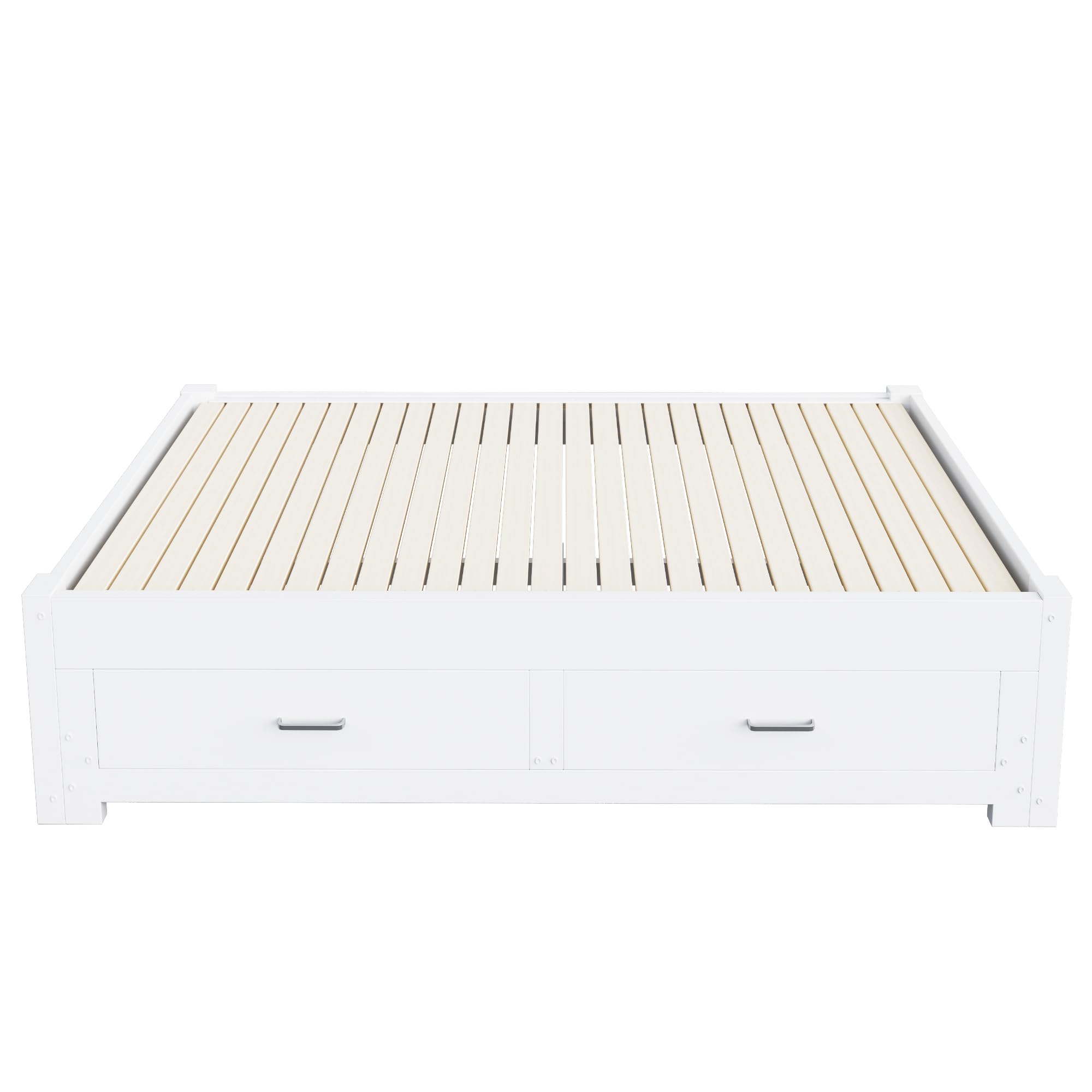 Kebnor Sofá cama extensible de madera, 90/180 x 190 cm, con dos cajones, sin reposabrazos ni respaldo, cama de invitados multifuncional con somier (blanco)