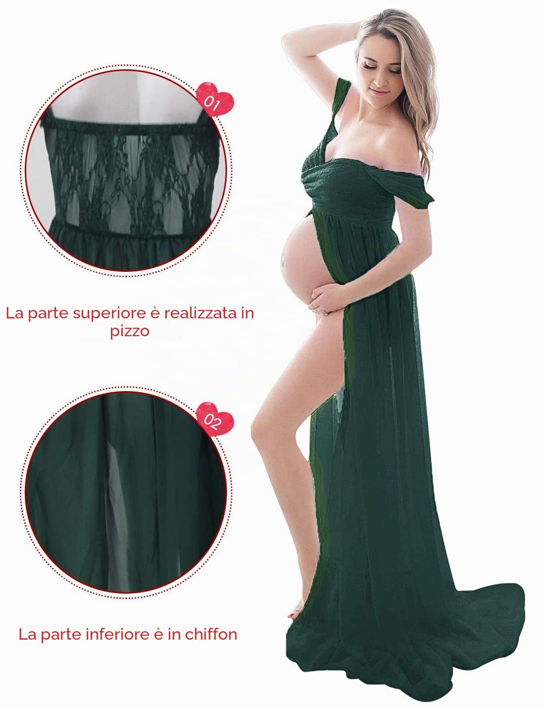 FEOYA-Trailing Long Dresses Maternity Photography Puntelli Abiti per Foto Shoot Summer Tube Traspirante Top Split Anteriore Gravidanza Ladies Senza Spalline Maxi Dress