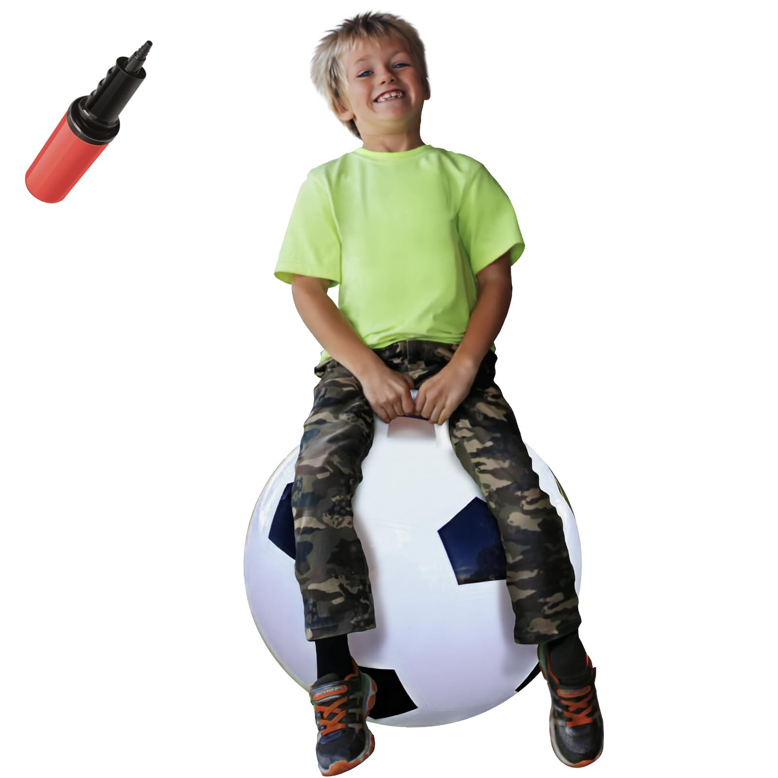 TOYS Hopper Ball For Kids Ages 3-6 (Hippity Hop Ball, Hopping Ball, Bouncy Ball With Handles, Sit & Bounce, Kangaroo Bouncer, Jumping Ball, 18 Inches, Soccer, Pump Included)