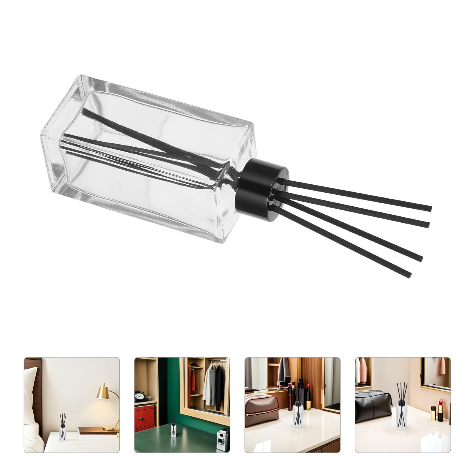 FRCOLOR 4 Sets Aromatherapie Raumduft Diffusor aus Glasfaser mit 4 Duftstäbchen Moderner Eleganter Luftverbesserer für Zuhause und Kleine Räume 5 X 1,9 Zoll