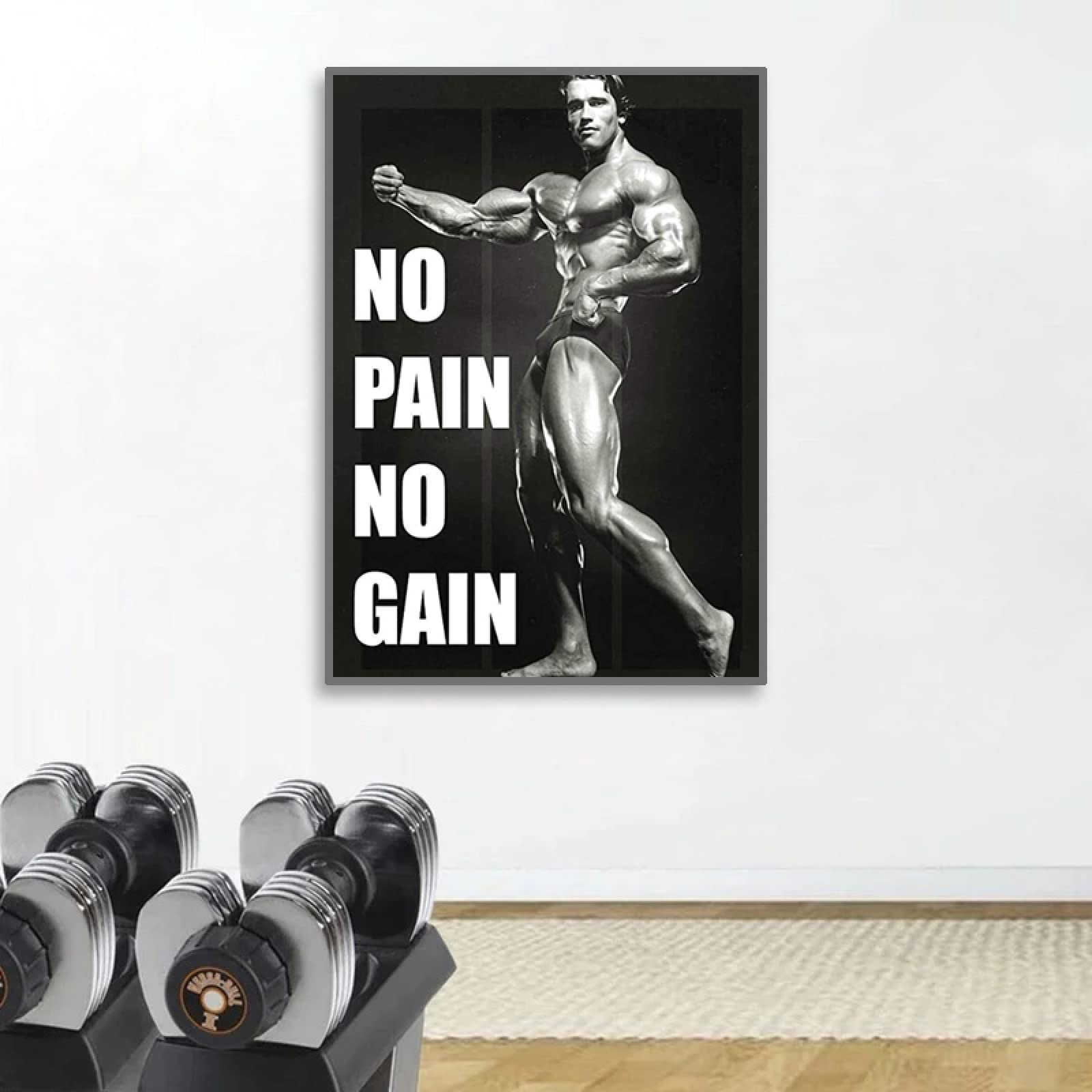 No Pain No Gain Gym Motivation T-shirt Imprimé Logo Emblème Lettrage