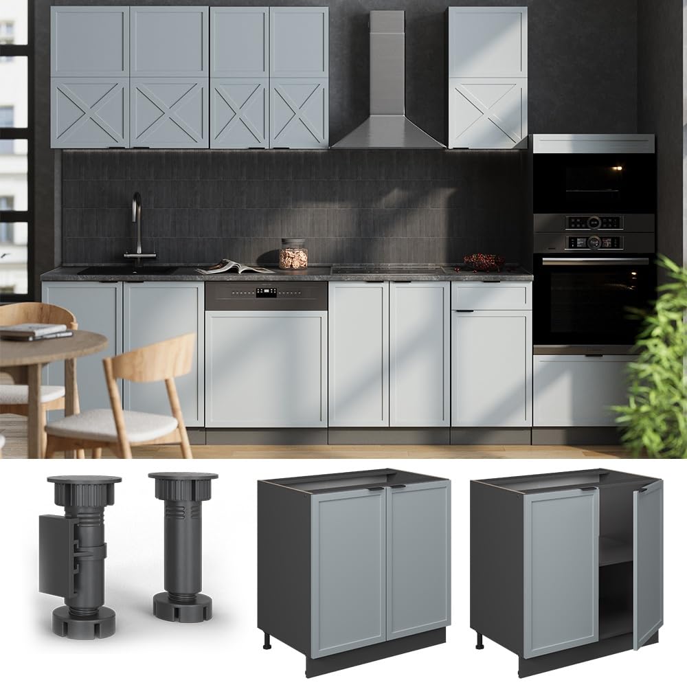 Vicco Mobile lavello cucina Fame-Line, Blu-grigio chiaro, 80 cm