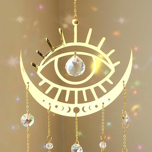 Miniatura 4 de Artilady Atrapasoles de jardín de mal de ojo, prismas grandes, bola de cristal, campanillas de viento para exterior, ventana interior, habitación de