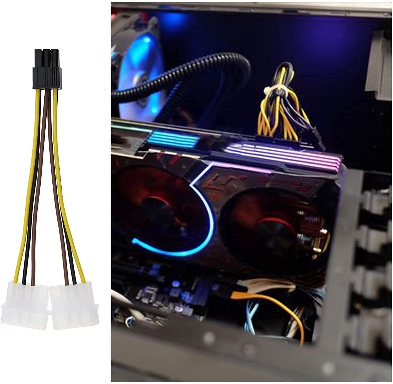 Buy DKURVE® Dual 4 Pin Molex Male to 6 Pin PCIExpress Female Connector